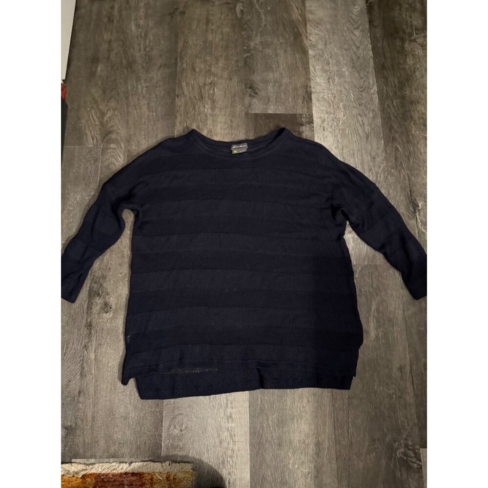 Eddie Bauer Womens Navy Blue Knit Sweater Size L